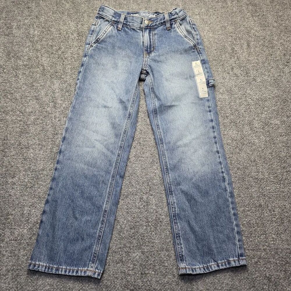 Cat & Jack Kids 90s Straight Leg Jeans Size 8 Adjustable Waist Unisex
